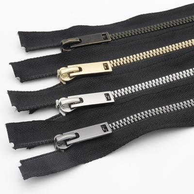 China Viable Custom Resin Plastic Teeth Opening Tail Black Zipper #3 #5 #7 #8 #10 Zipper Pull For Bag Leather Jacket Coat for sale