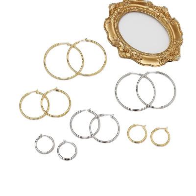 China New 18K Gold Metal Ring Earrings 25/40/50/60mm Circle Earring Korean Trendy Woman Men Big Clip On Circle Earring Set for sale