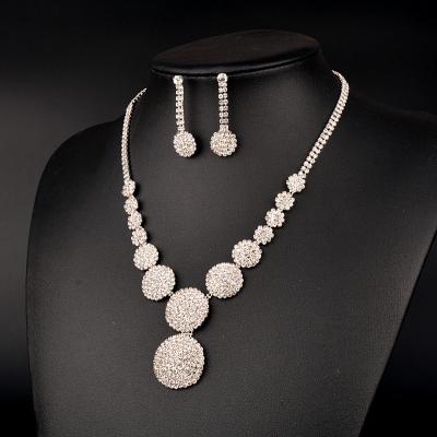 China Eco Friendly Women's Silver-Tone Dangling Round Bridal Indian Jewelry Set Clear for sale