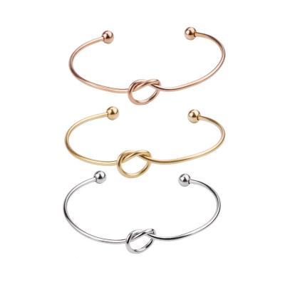 China Other Fashion Accessories Adjustable Knot Heart Cuff Stainless Steel Bracelets For Jewelry Making for sale