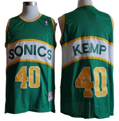 China Best Seller USA Basketball Jersey SONICS KEMP 40 Breathable Singlet Jersey Factory Wholesale Custom for sale