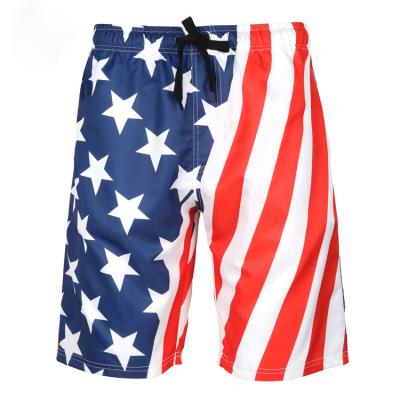 China Breathable Mens USA American Flag Shorts Elastic Waist Swim Shorts Mens for sale