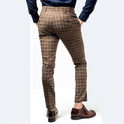 China Anti-Wrinkle Soild Suit Check Pants Slim Fitness British Plaid Trousers Dress Pants Men's Business Casual Trousers for sale