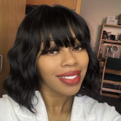 China Loose Body Wave Bob Wig Short Human Hair Wig With Bangs For Women Remy Hair Sunlight Brazilian Full Machine Wig Cheap Free Shipping for sale