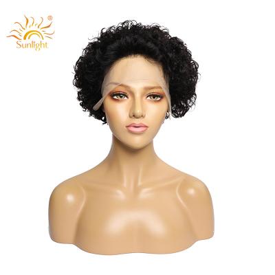 China Jerry Curl Sunlight 13x2 Human Hairline Human Lace Front Wig Pixie Cut Short Hair Wig Front Style Cheap Price Bob Wig for sale