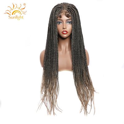 China 100% Synthetic Hair Lace Front Wig Sunlight Braided Wigs Synthetic Lace Front Extensions With Highlight Ombre Can Do Braiding Hair Style for sale