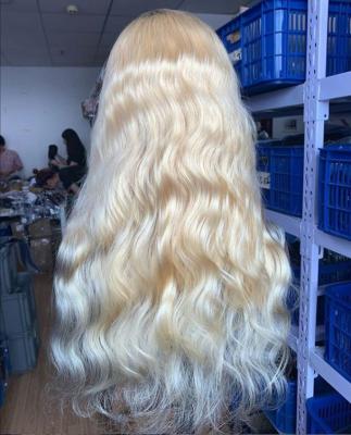 China Transparent Blonde Lace Front Human Hair Wigs Silky Straight Wave Pre Plucked With Baby Hair 8 - 26 Inch Full Ombre Blonde Hair Lace Wig for sale