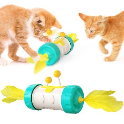 China Sustainable Pet Toy Lighter Interactive Spinning Cat Feathers Magic Wheel Windmill Funny Cat Toys for sale