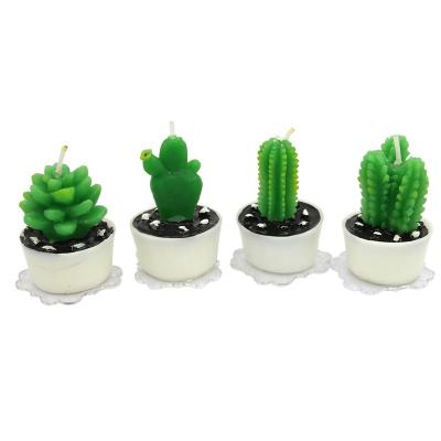 China Party Decoration Home and Plant Candle Wholesale Realistic Flameless Cactus Candle for sale