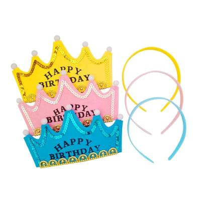 China Best Gifts Multicolor Triangle Plush Cute Happy Birthday LED Party Paper Hat For Adult Kids Baby for sale