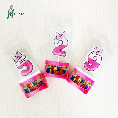 China Cute Colorful Creative Donald's Bow Tie Number Birthday Candle Flameless for sale