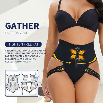 China Breathable Women Shaper Panties Compression Enhancer Butt Lifter Mid Waist Slimming Adjustable Hooks Waist Trainer Shaper Shorts for sale