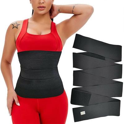 China Antibacterial Printed Logo Elastic Body Shaper Tummy Wrap Belly Women Slimming Bandage Wrap Waist Trainer for sale