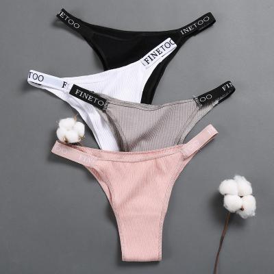 China 2021 Breathable Back Wholesale Seamless G - OEM Black T Thong High Waist Letter String Cotton Belt Sexy Underwear Panties for sale