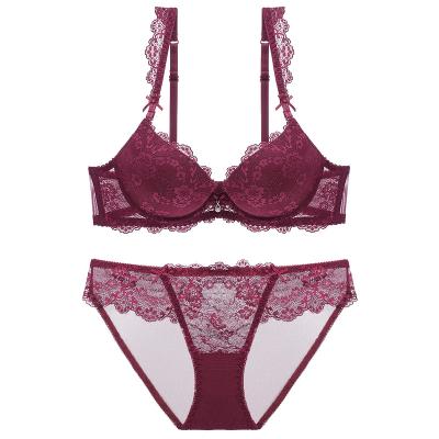 China Breathable Factory Underwear Luxury Cheap Sexy Embroidered Lift Up Bra And Lingerie Panty Set Women for sale