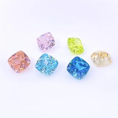 China Hot Sale Zircon 5a Game Or Fire Color Iced Apple Green Color Big Rectangular Loose Zircon Crushed Ice Cut CZ 5a Zirconia for sale