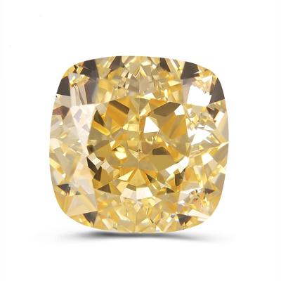 China Color Set Or Fire Synthetic Crushed Ice Wholesale Cut Loose CZ Stones 9A Grade Cushion Shaped Green Deep Yellow Zircon for sale