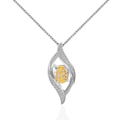 China Fine Jewelry Romantic Luxury Yellow Ice Flower Cut Cubic Zircon 925 Silver Gold Plated 18K Necklace For Women 2023 Trendy Necklace for sale