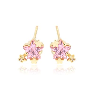 China 2023 Summer Fashion Women Heart Star Stud Earring Women's Crystal Earrings Waterproof 18K Gold Plated Zirconia Wholesale TRENDY for sale