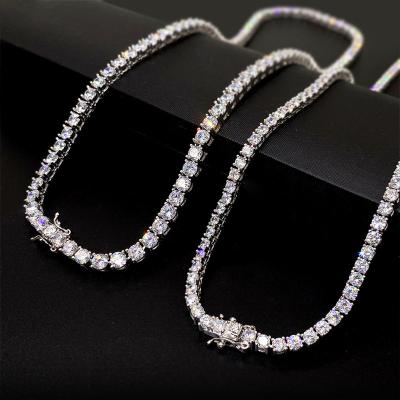 China Hiphop Wholesale 2mm 3mm 4mm 5mm 6mm Classic 925 Sterling Silver Iced Out VVS Moissanite Tennis Chains Fine Jewelry for sale