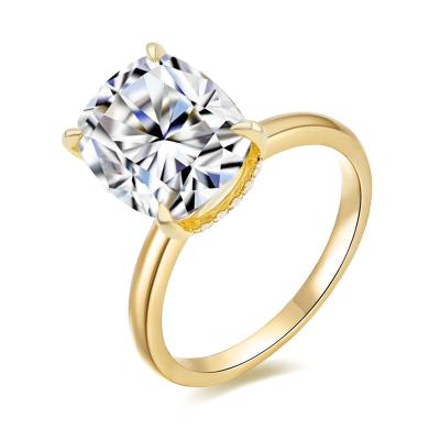 China Hip Hop 925 Sterling Silver Lab Grown Cushion Cut 9*11mm Moissanite Diamond Engagement Ring For Women for sale