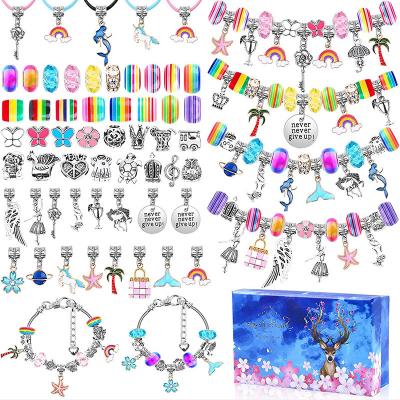 China Hot Sale Cute Charm Bangle Bracelets Making Kit Kid Diy Beads Chains For Jewelry Making for sale