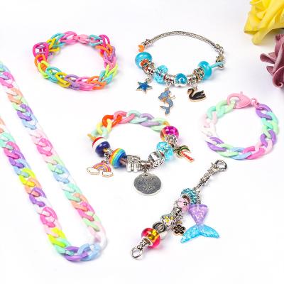 China Wholesale 161pcs Cute Charm Bracelet Making Kit DIY Jewelry Gift Box Set Craft Snake Chain Handmade Bead For Girls Kids for sale