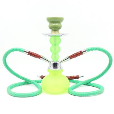 China Wholesale Portable Small Glass Hookah Shisha 2 Hose Frosted Fluorescent Glass Hookah Set for sale