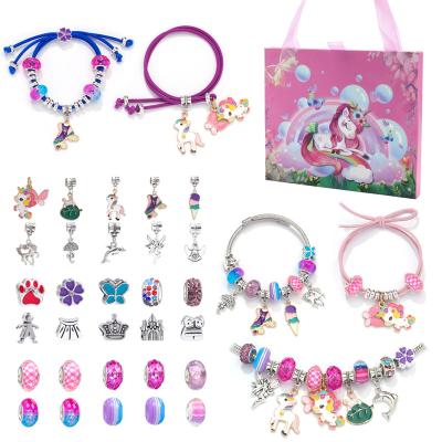 China 110pcs Cute Charm Beads Bracelet DIY Making Craft Unicorn Charm Bracelets Kit Handmade For Jewelry Making Supplies for sale