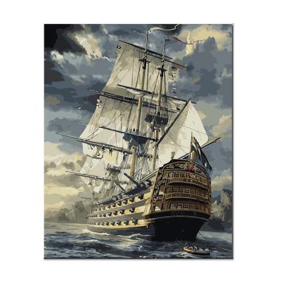 China The Impressionist wholesale dafen the high quality handmade diy framed canvas oil painting boats for sale