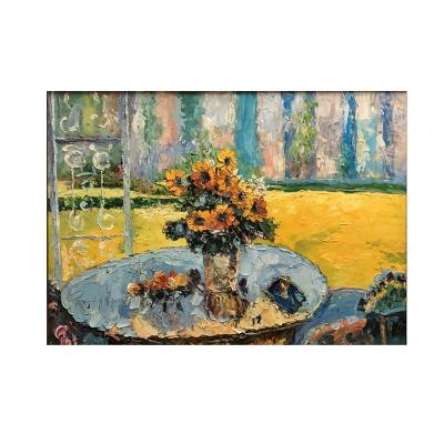 China Impressionist Yellow Sunflowers Custom Design Hand Painted Canvas Oil Painting For Home Decoration for sale