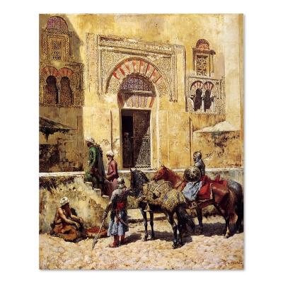 China Traditional Classical Religious Oriental Islamic Scenery Famous Mosque Building Oil Painting for sale