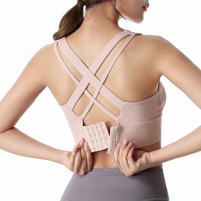 China Breathable Cross Back Bra Women Sexy Yoga Back Beauty Workout Training Underwear Running Top No Rim Lift Up Sports Bras for sale