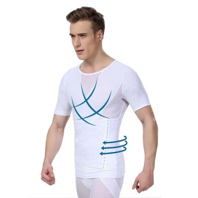 China Abdomen Belt Shaped Short Sleeve Men's Shapewear High Elasticity Summer Breathable Abdomen Belt Shaped Short Sleeve Men's Shapewear T-shirts Abdominal Training T-shirt for sale