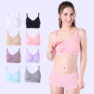 China 8 Color Multi-size Pregnant Women Antibacterial Wireless Front Buckle Large Size Breastfeeding Gathered Bra Maternity Underwear for sale