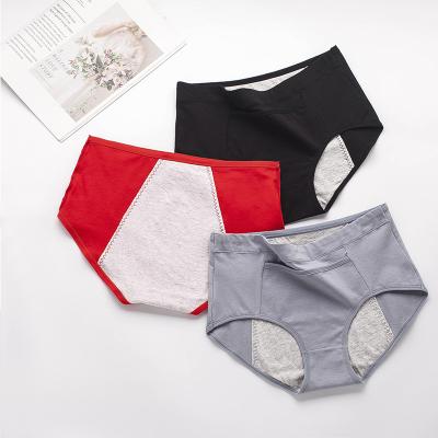 China Factory Directly Breathable Cotton Plus Size Underwear Physiological Women's Brief Menstrual Mid Waist Leakproof Panties for sale