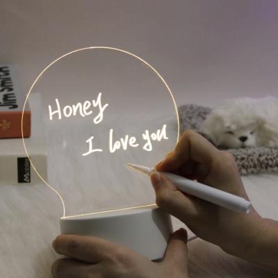 China Presentation Gift Set Bedside Acrylic Erasable Home Reminder Message Board Note Board Led Night Lights Valentine's Day Desk Gift for sale