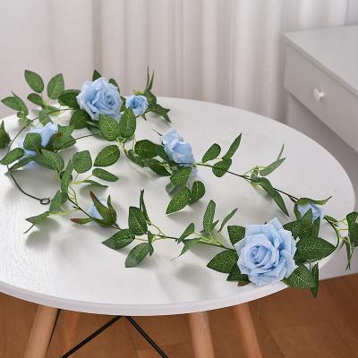 China Wholesale Blue Artificial Flower Colorful Silk Rose Flower For Wedding Hotel Home Decoration Artificial Flower Heads Decoration Large for sale