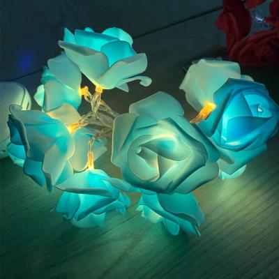 China High Quality PE Blue Led Rose Flower Fairy String Light for Wedding Party Decoration Favors for sale