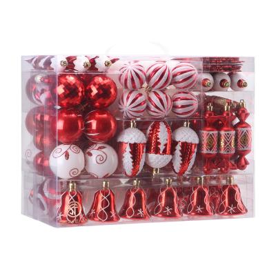 China Christmas Tree Decoration Ornaments Red and White Clear Shatterproof Christmas Tree Ball Christmas Ornaments Bauble Decor Christmas Tree Ball Set for sale