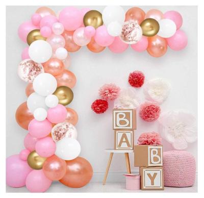 China Eco-friendly Material Wedding Birthday Party Decorations White And Rose Gold Confetti Latex Balloons With Dot Tape And Glue for sale