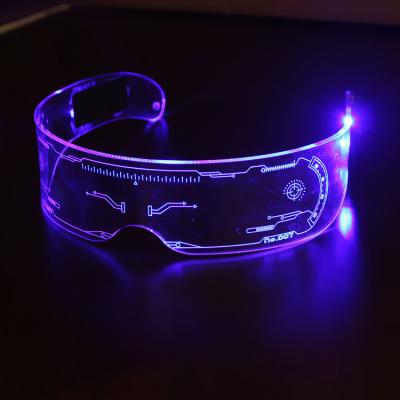 China Fashion Cool Led Light Logo Shade Glass Sunglasses Customized Nightlife For Party 7 Color Led Light Glass Halloween Decoration for sale