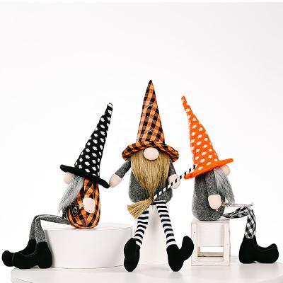 China 2021 Halloween Thanksgiving Event Party Supplies Halloween Gnome Plaid Knitted Rudolph Doll Faceless Doll Halloween Decor Long Legs for sale