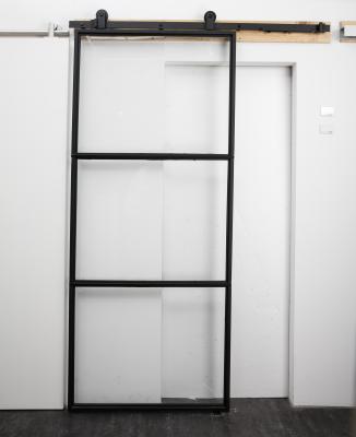 China Decoration Barn Door Sliding in Matte Black with Glass for sale