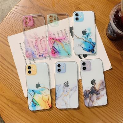 China 3D Shockproof Printing Soft TPU Cover Marble Phone Case For iPhone 14Pro 13 12 11 Shockproof Case For Promax XS XR Phone Watercolor for sale