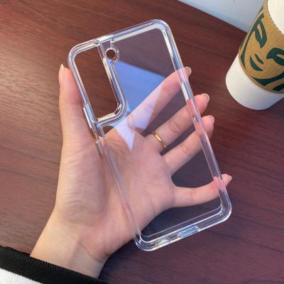 China Shockproof Electroplating Buttons TPU+acrylic 2 in 1 High Clear Phone Case For Samsung S22ultra S21plus Space Phone Case For iPhone 14Pro for sale