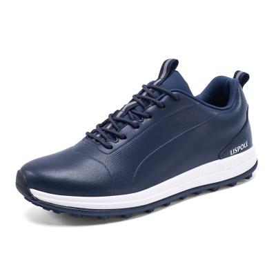 China Custom TPR Manufacturer Wholesale Waterproof Leather Outsole Spike Free Rubber Mens Golf Shoes for sale