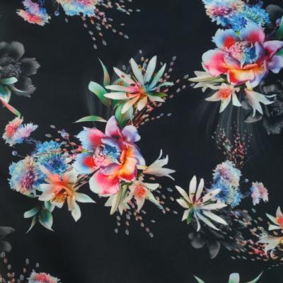 China Memory Digital Print Imitated Shiny Satin Chiffon Polyester Flower Fabric for sale