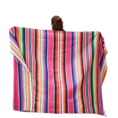 China Breathable Hot Selling American Beach Mat 35x215cm Flag Style Table Cloth Mexican Stripe Color Cotton Shawl Blanket for sale