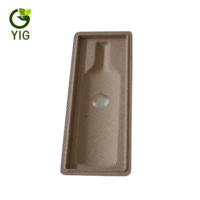 China Eco-friendly Recyclable Molded Paper Pulp Wine Bottle Shipper Packaging Tray Molded Pulp Wine Shipper for sale